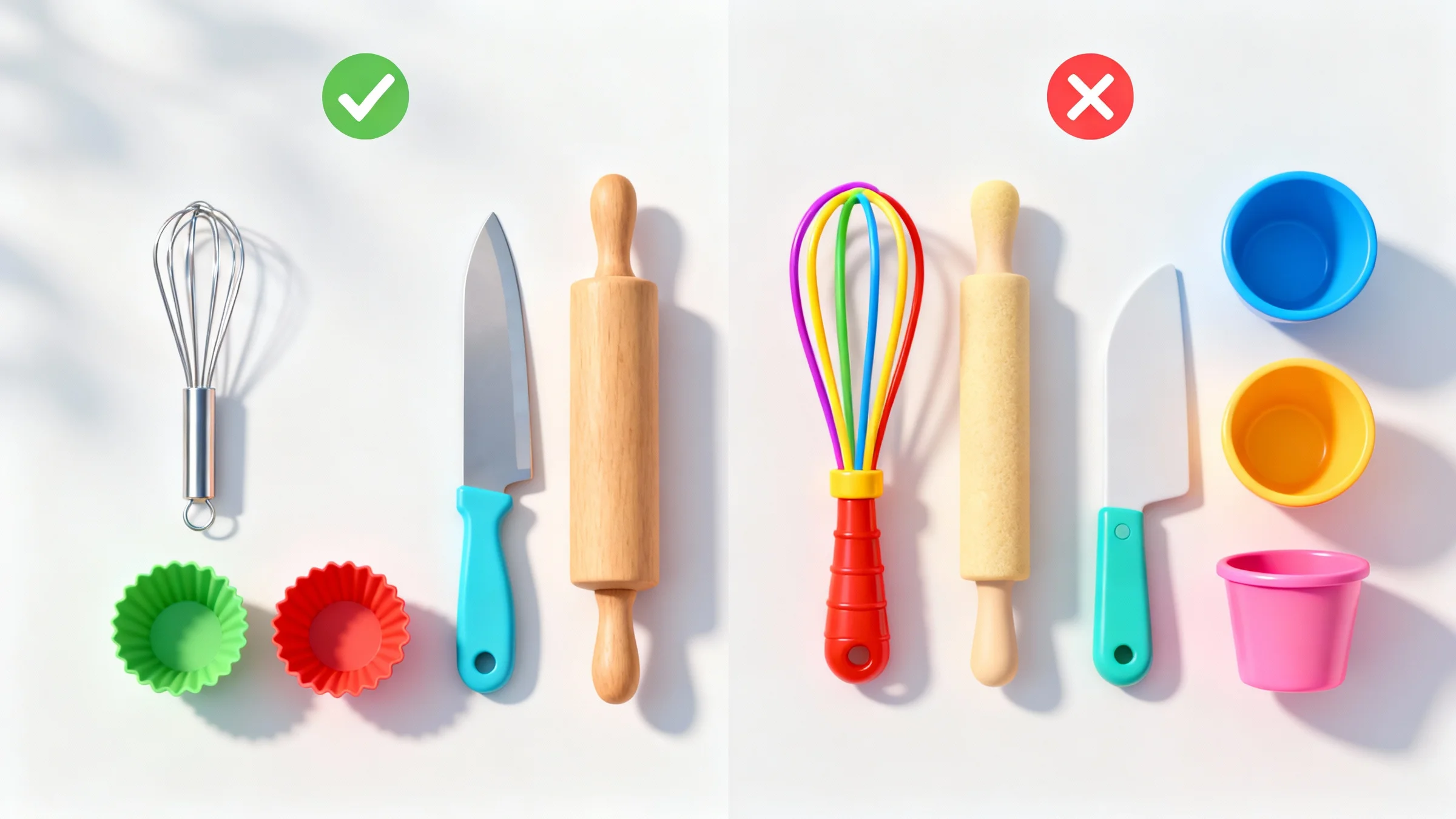 Comparison of real vs. toy cooking tools