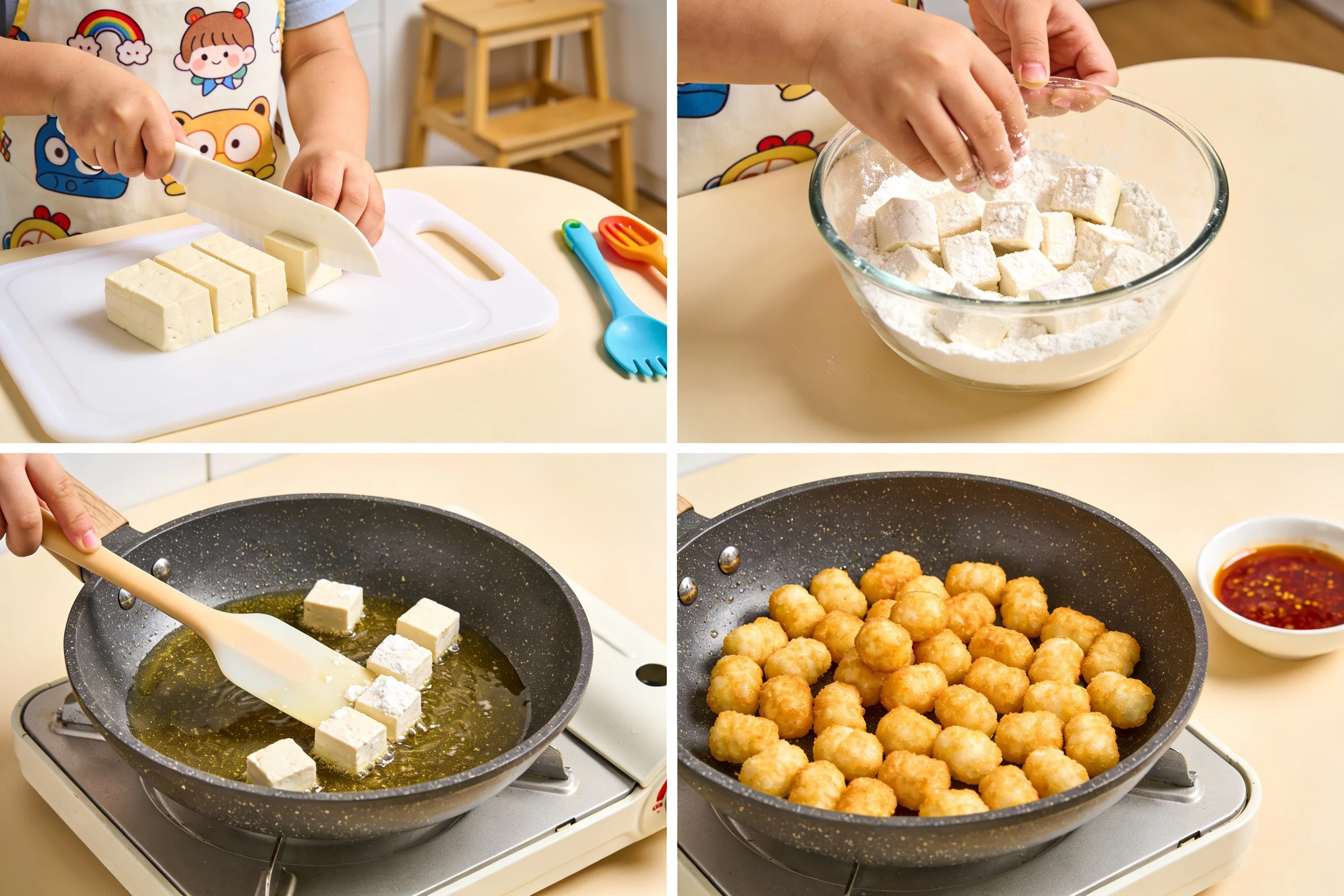 Step-by-step popcorn tofu preparation