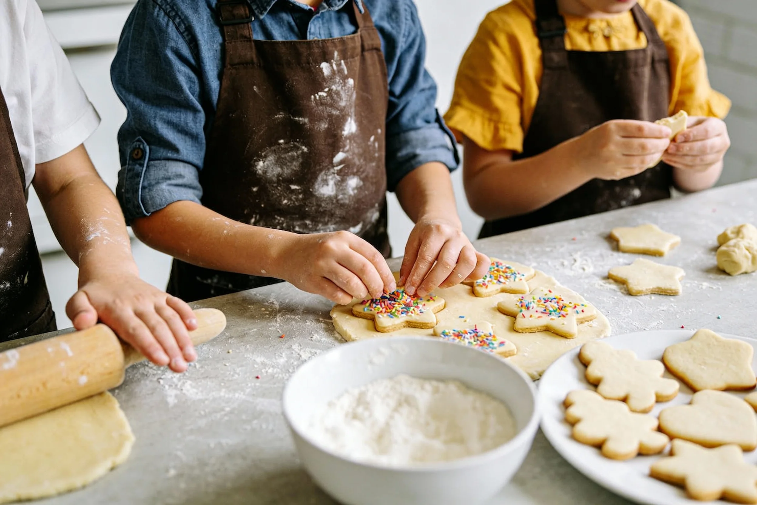 Children making Christmas treats